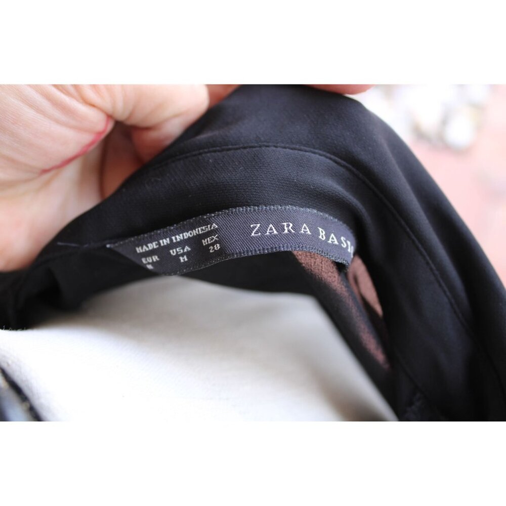 Zara Basic Black Dress Size M Polyester Long Slee… - image 7